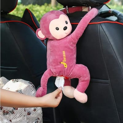 Dailygoods - NatureMan Creativiteit Pluche Speelgoed Aap Butt Tissue Houder, Anime Cartoon Papier Servet Tissue Box, Handdoeken Opberghouder voor Auto Thuis Badkamer Accessoires ((Rose Red)