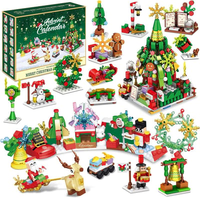 Adventskalender 2025 - Adventskalender – Bouwstenen - Kinder Bouwset met Licht – Kerstboom Bouwspeelgoed – Creatief & Educatief – Jongens & Meisjes – Feestdagen Cadeau