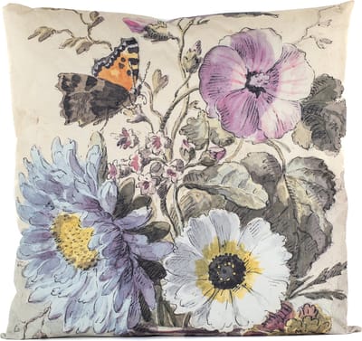 Anna's collection buitenkussen bloem - wit/paars - 60 x 60 cm - Water en UV bestendig