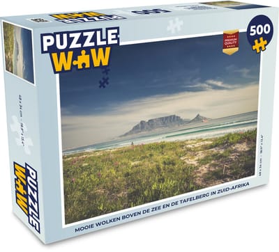 Puzzel Mooie wolken boven de zee en de Tafelberg in Zuid-Afrika - Legpuzzel - Puzzel 500 stukjes