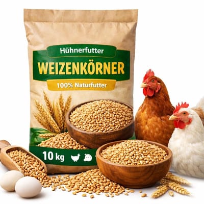 Dailygoods- Pluimveevoer 10 kg - Tarwekorrels - Natuurlijke voeding - Licht verteerbaar - Diervriendelijk - Zonder kunstmatige toevoegingen - Kippenvoer