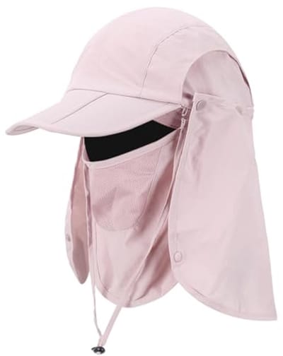 Opvouwbare zonnekap met gezichtsmasker en nekflap voor optimale zonbescherming