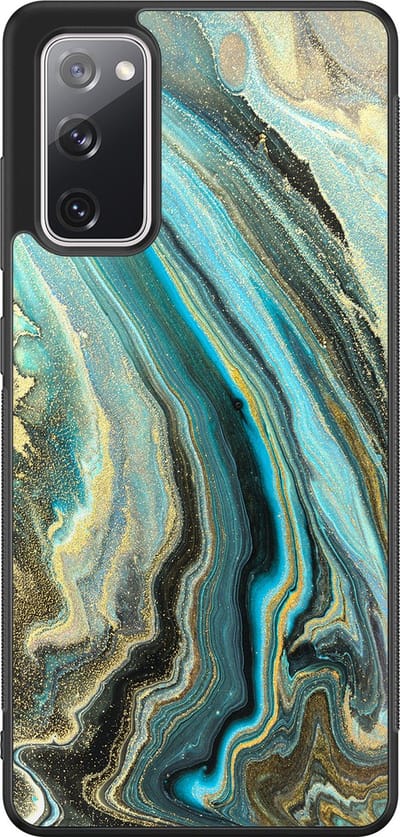 Leuke Telefoonhoesjes - Hoesje geschikt voor Samsung Galaxy S20 FE - Marmer mint - Backcover zwart - Marmer - Blauw