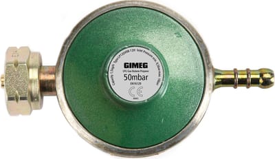 Gimeg Universele Gasregelaar met slangpilaar 50Mbar - Drukregelaars los - Groen