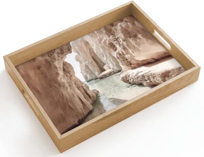 Dienblad hout 40x30 cm - Schootdienblad - Rotsen - Zee - Zand - Kloof - Borrelplank rechthoek - Plateau dienbladen