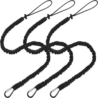 longziming Gereedschap Veiligheidslijn - Valbeveiliging - Uittrekbare Lanyard met Karabijnhaak - Set van 3 - Karabijnhaak Valbescherming - Maximale gewichtslimiet 10-15