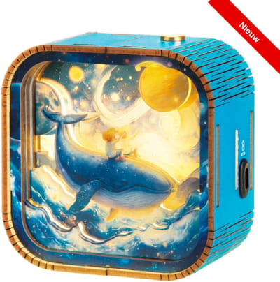 Kitcreatives- Bouwpakket Nachtlampje Walvis- hout