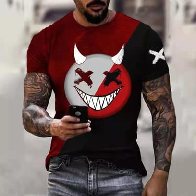 Nieuwe Oversized T-shirt Voor Mannen Casual Korte Mouw Hiphop Lachend Gezicht Print Plus Size T-shirt Trui Heren T-shirt Top 6XL black