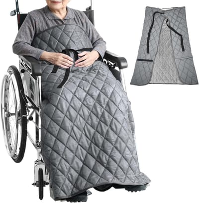 Dikke winterdeken voor rolstoelen, kniebehaag en dekentje voor benen, universele pasvorm, grijs