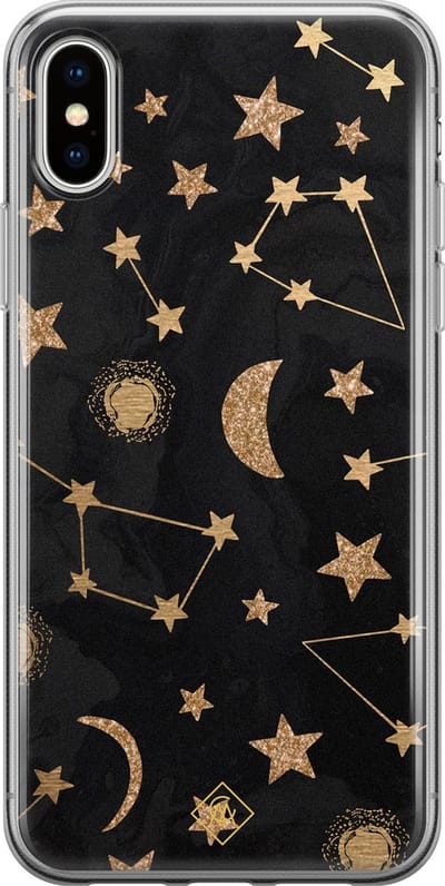 Casimoda® hoesje - Geschikt voor iPhone Xs Max - Counting The Stars - Siliconen/TPU telefoonhoesje - Backcover - Sterren - Zwart