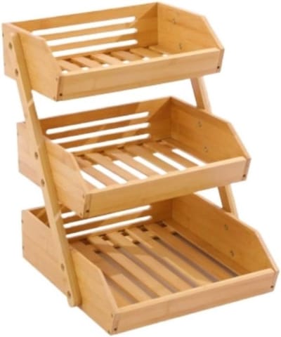 Fruitmand Drie Laags - Fruithouder Opslagmand - Keuken Organiseren - Houten Constructie - 30x33x41 cm - Niet gespecificeerd
