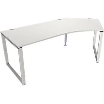 Schäfer Shop Genius MODENA FLEX hoekbureau, 135°, beugelvoet, bevestiging rechts, B, B 2165 mm, lichtgrijs
