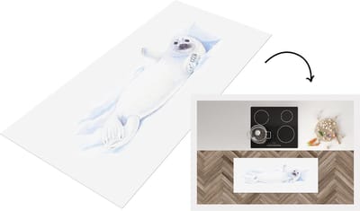 Keukenloper - Loper keuken - Zeehond - Dieren - Aquarel - 120x50 cm - Keukenloper vinyl