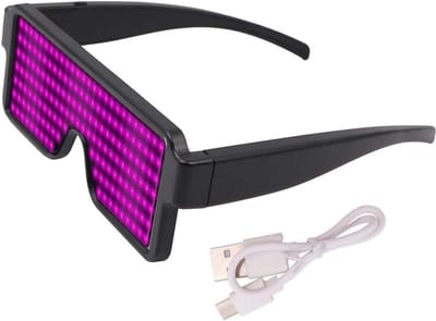 Oplaadbare LED Feestbril met Lichtgevend Display - USB Oplaadbaar & Roze