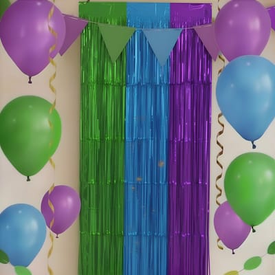 Glittergordijn - 1x2m – Groen Blauw Paars – Regenboog – Plastic – Feestgordijn – Deurgordijn – Verjaardag Versiering – Fotobooth Backdrop – Feest Decoratie - Fotografie Achtergrond - Feest Versiering
