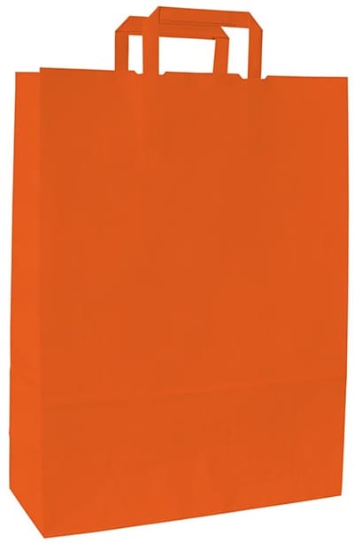 Papieren Draagtassen Oranje - 32x13x42 cm - Platte Handgrepen - Papaya - 25x