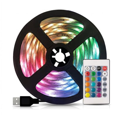 RGB LED Strip 2 Meter USB met Afstandsbediening - Zelfklevende LED Strip voor TV, Slaapkamer, Gaming en PC - Multicolor Licht