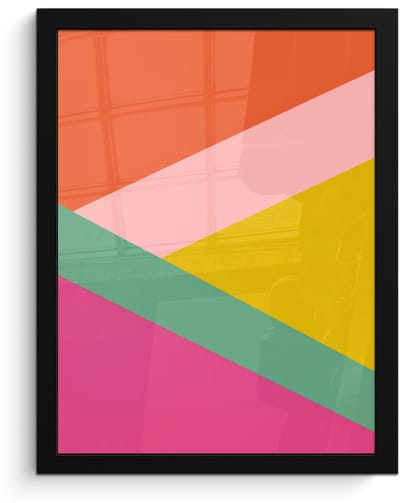Poster in lijst - Fotolijst 30x40 cm - Posters - Driehoeken - Kleurrijk - Abstract - Posterlijst zwart - Decoratie - Wanddecoratie woonkamer - Muurdecoratie slaapkamer
