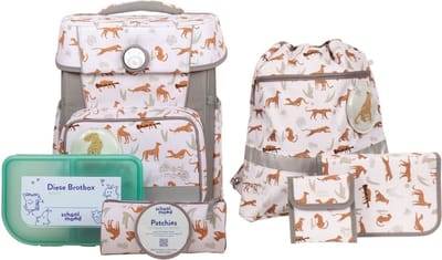 School-Mood Schooltas Champion Nordic Collection Schulranzen-Set 7-delig Leopard Wit
