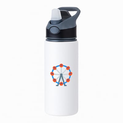 Hacebo® - Reuzenrad waterfles met rietje zwart - Kind - Pretpark gangers - Attractie - pretpark - cadeau - water fles - 650ML