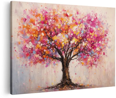 Artaza Canvas Schilderij Abstracte Boom - Kleurrijke Kunst - Natuur - 30x20 cm - Klein - Wanddecoratie Woonkamer - Schilderijen - Muurdecoratie