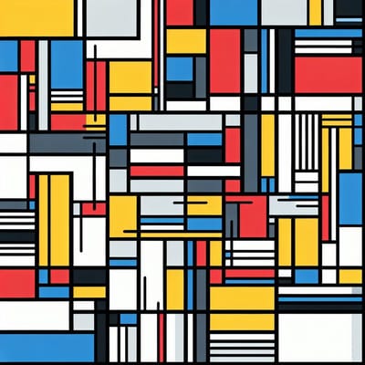 Abstract mondriaan schilderij | Geometrische chaos in levendige kleuren: Mondriaan inspireert abstracte kunst | Kunst - 80x80 centimeter op Dibond | Foto op Dibond