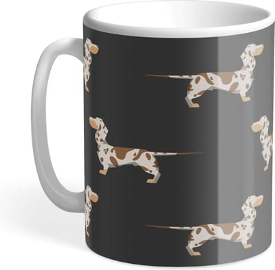 Hound & Herringbone - Getijgerde Teckel Designer Mok - Chocolate Dapple Dachshund Designer Mug