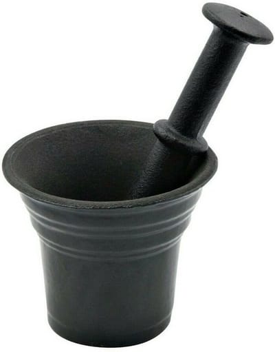 Kinghoff 1196 - Gietijzeren vijzel met stamper - Ø 10,5 cm - Kruidenvijzel - Keukenvijzel - Kruidenmolen