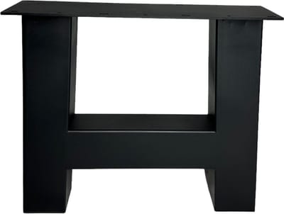 Maison DAM - 1x Industriële salontafelpoot A, koker 8x8cm, hoogte 39cm, mat zwart fijn structuur, hoogwaardige kwaliteit - Inclusief steldop - Topplaat; 4mm dik