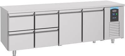 Combisteel Koelwerkbank - ENERGY LINE - Energiezuinig - 632L - 2 Deuren + 4 Laden 1/1 GN - -2°C/+8°C - Geforceerd - 2330x700x850mm