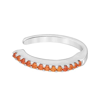 EAR IT UP - Ear cuff - Gerhodineerd zilver - Zirkonia - Pavézetting - Oranje - 14 x 1,5 mm - 1 stuk