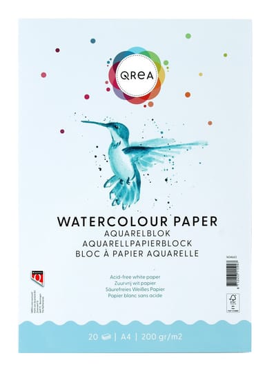 Aquarelblok qrea a4 20vel 200gr gelijmd | 5 stuks