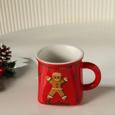 Creatieve Kerststijl Mok Kerstman Keramische Kop Gemberkoekmannetje Cartoon Koffiekop Eenvoudige Persoonlijkheid Waterkop 401-500ml gray