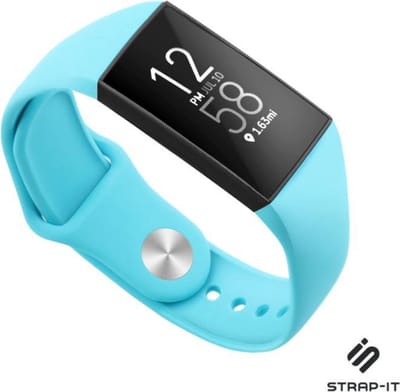 Strap-it Siliconen sport bandje - geschikt voor Fitbit Charge 3 / Fitbit Charge 4 - blue sea - Maat: Maat S