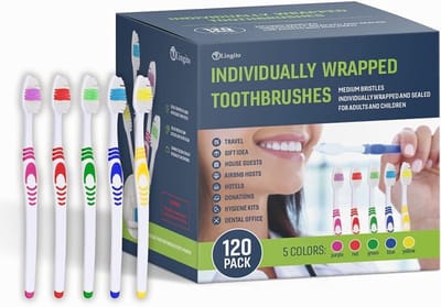 Tandenborstels Set - Reis Tandenborstels - Hygiënisch Poetsen - Individueel Verpakt - 120 Stuks - Mix van Kleuren