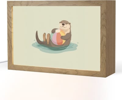 Nachtlampje 30x20 cm - Kinder lampje - Otter - Strandbal - Kleurrijk - Tafellamp kinderkamer - Slaapkamer lamp - Bedlamp kinderen - Kinderlampje stopcontact - Wandlamp babykamer - Nachtlampjes
