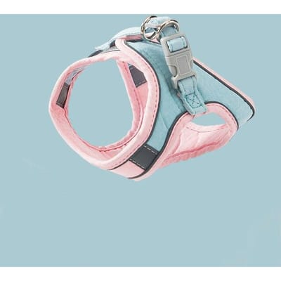 Kattenharnas Mode Reflecterend Vest Huisdierharnassen Buiten Wandelen Kleine Katten Honden Bloemenprint Harnas Halsband Katten Accessoires M-2kg-4kg roze/blauw