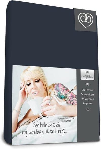 Bed-fashion jersey hoeslaken Zwart - 200 x 220 cm - Zwart