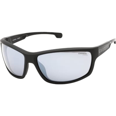 Carrera Caraduc zonnebril met zwart grijs montuur en zilveren spiegelglazen