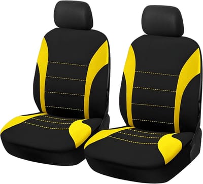 2 stuks, voorstoel, autostoelbeschermers, voorstoelhoezen, voorstoelhoezen, ademend, universele hoezen voor autostoelen (geel)