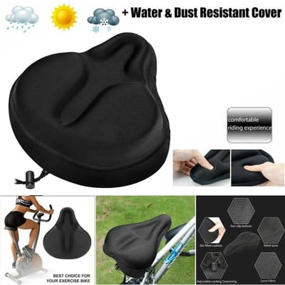 Housse de selle de vélo rembourrée en gel 3D, douce et confortable, pour VTT et vélo de route black