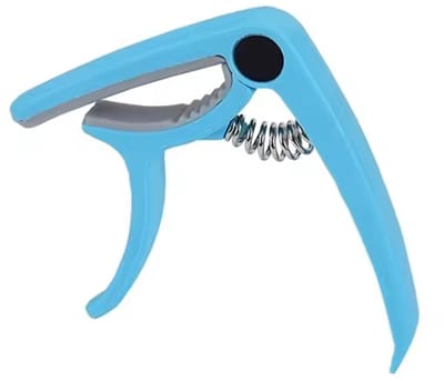 Capo - Gitaarklem - Platte toets - Gitaar capo met grip - Elektrisch, akoestisch en ukelele - Guitar capodaster - Gitaar /muziek accessoire - Aluminium - Lichtblauw - Jonyx