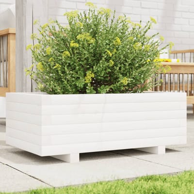 vidaXL - Plantenbak - 70x40x26,5 - cm - massief - grenenhout - wit