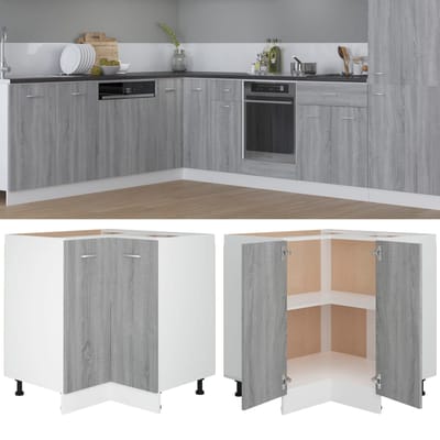 vidaXL - Keukenkastje - Lyon - 75,5x75,5x81,5 - cm - bewerkt - hout - grijs - sonoma - eiken