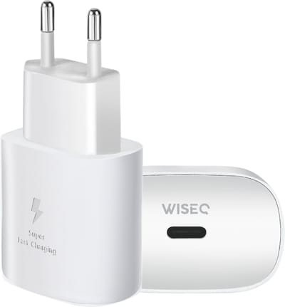 WISEQ USB-C Adapter 25W – Snelle Oplader – Geschikt voor iPhone & Samsung – Wit