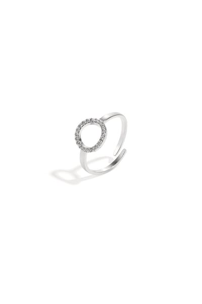Ring Open Strass Ring - Zilver - Hart - Stainless Steel - Cadeau - Liefde - Valentijn