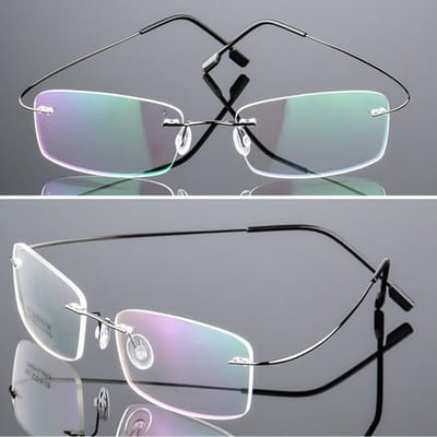 Lunettes sans monture Super élastiques en alliage de titane pour hommes et femmes, lunettes unisexes sans cadre, mode Business, Protection des yeux grise