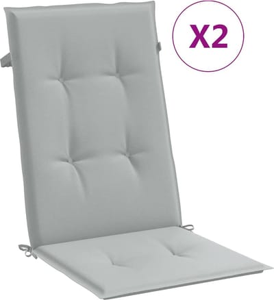vidaXL - Stoelkussens - 2 - st - hoge - rug - 120x50x4 - cm - stof - lichtgrijs