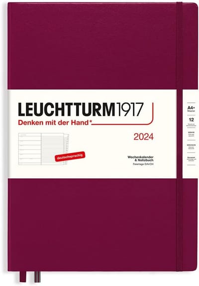 Weekplanner en Notitieboek A4+ Rood - Jaarplanner 2024 met Ruimte voor Adressen en Verjaardagen
