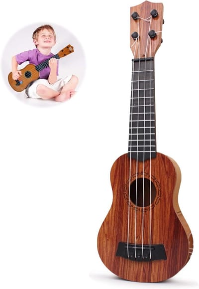 Verstelbare 4-snarige gitaar en mini piano ukulele voor kinderen, draagbaar educatief muziekinstrument, perfect cadeau voor jongens en meisjes, beginners, 38cm Mahogany